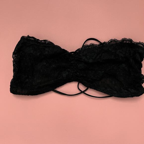 Free People Intimately Black Lace Strapless Bandeau Bralette Boho Festival Style - Picture 1 of 4